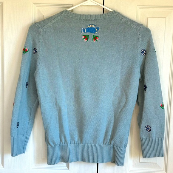 Brooks Brothers Women’s Sweater Small Embroidered Birds Flowers Boho Preppy - Picture 6 of 11
